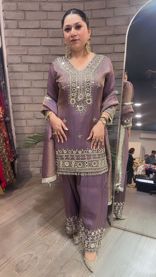 Jashan purple Mirror Farshi Designer Suit