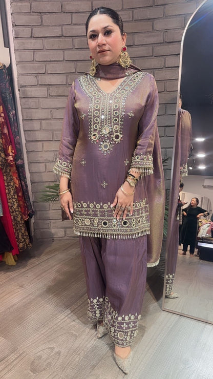 Jashan purple Mirror Farshi Designer Suit