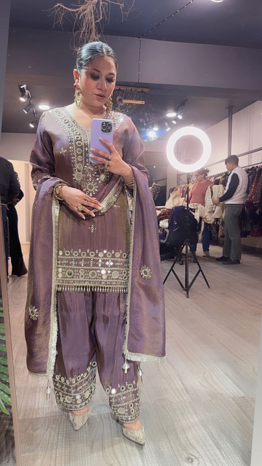Jashan purple Mirror Farshi Designer Suit