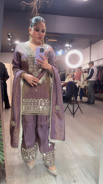 Jashan purple Mirror Farshi Designer Suit