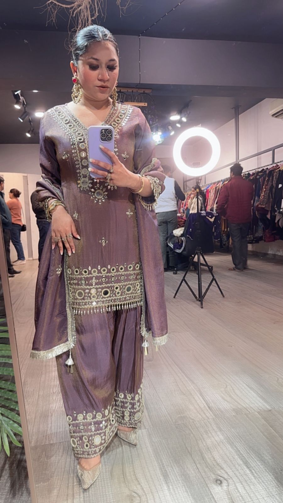 Jashan purple Mirror Farshi Designer Suit