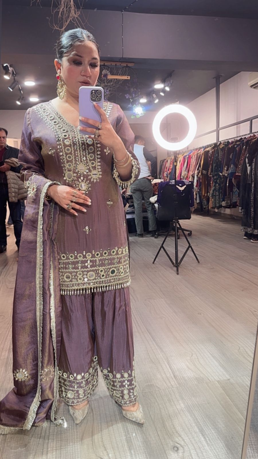 Jashan purple Mirror Farshi Designer Suit