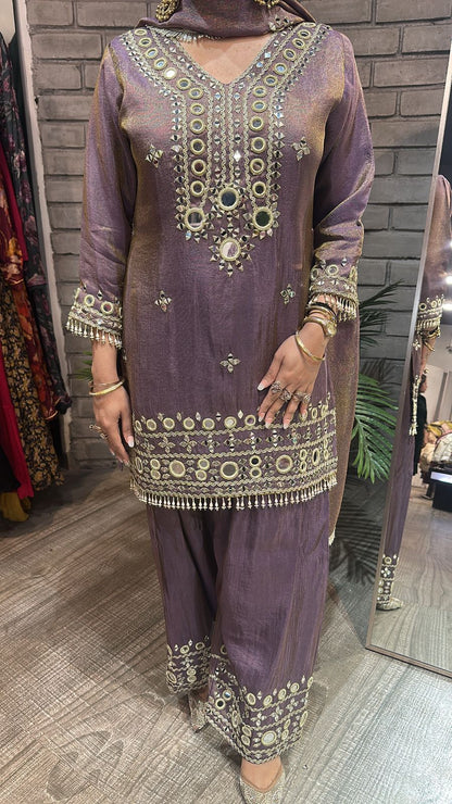Jashan purple Mirror Farshi Designer Suit