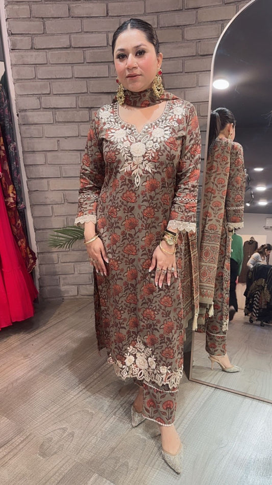 Dildaar Mouse Digital Cotton Designer Suit