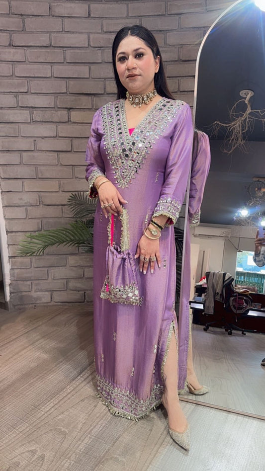 Kareena kapoor Lavander Mirror Dress with Potli