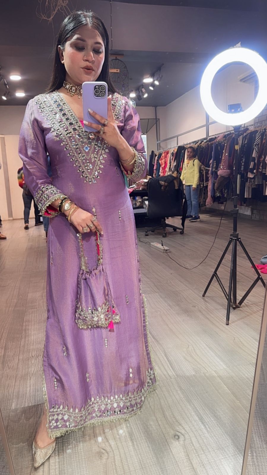 Kareena kapoor Lavander Mirror Dress with Potli