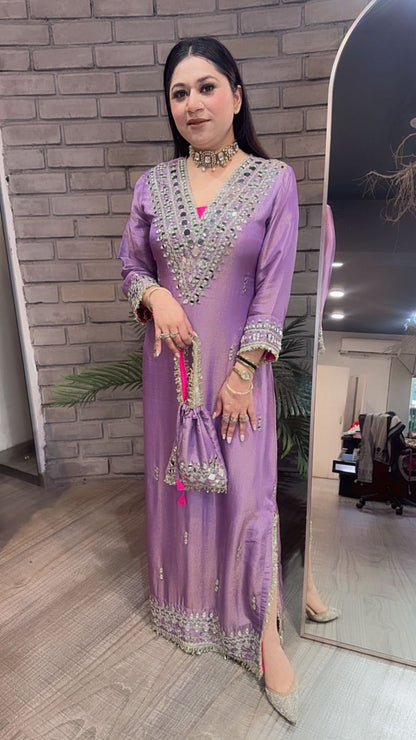 Kareena kapoor Lavander Mirror Dress with Potli