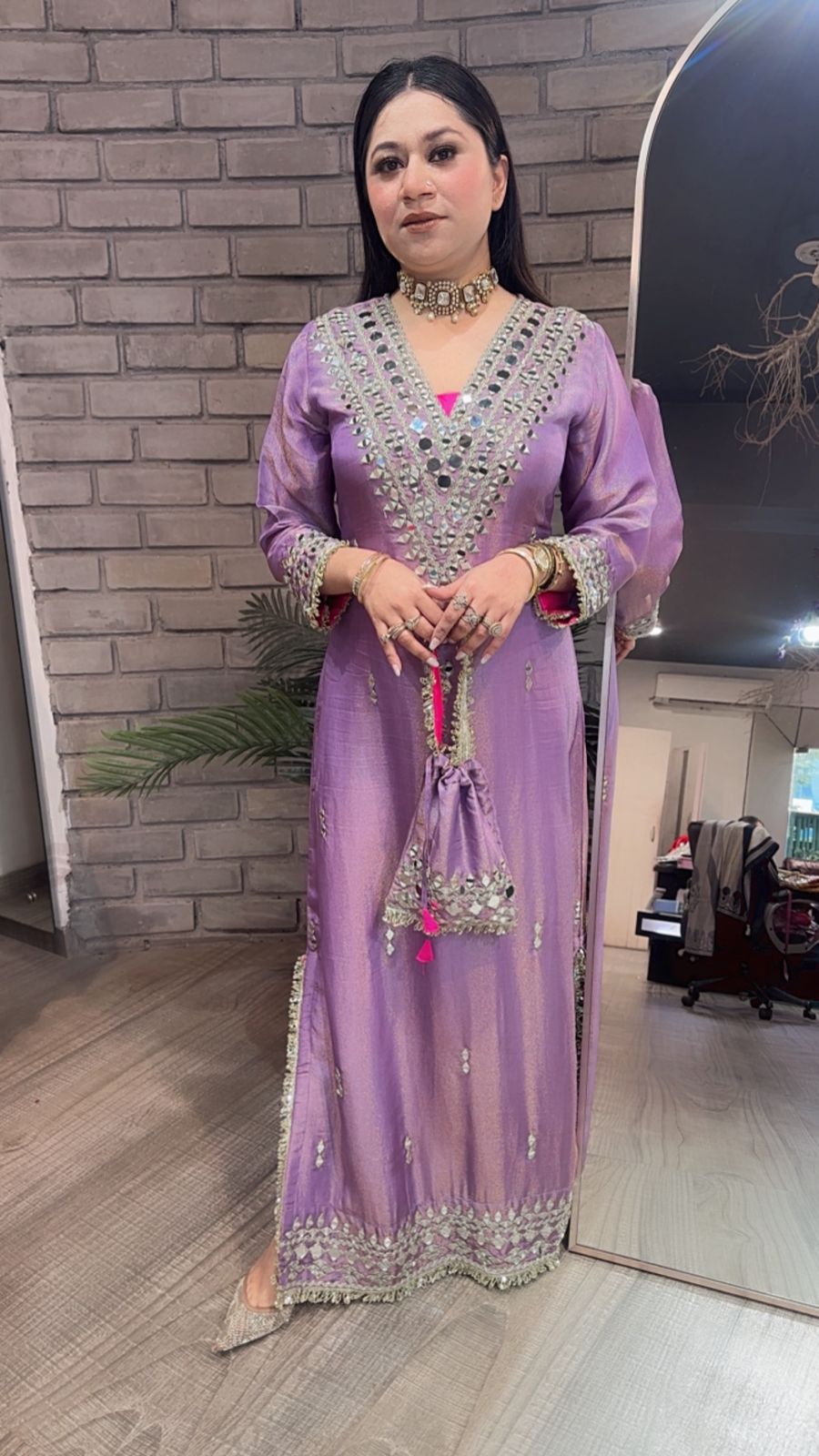 Kareena kapoor Lavander Mirror Dress with Potli