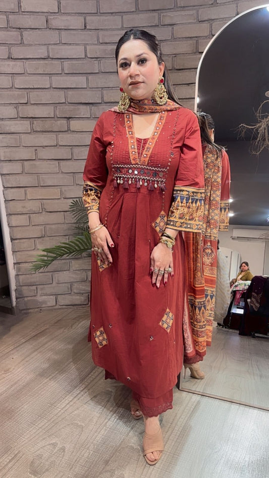 Khalista A-Line Cotton Designer Suit