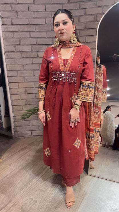 Khalista A-Line Cotton Designer Suit