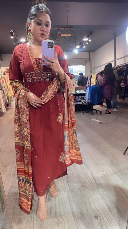 Khalista A-Line Cotton Designer Suit