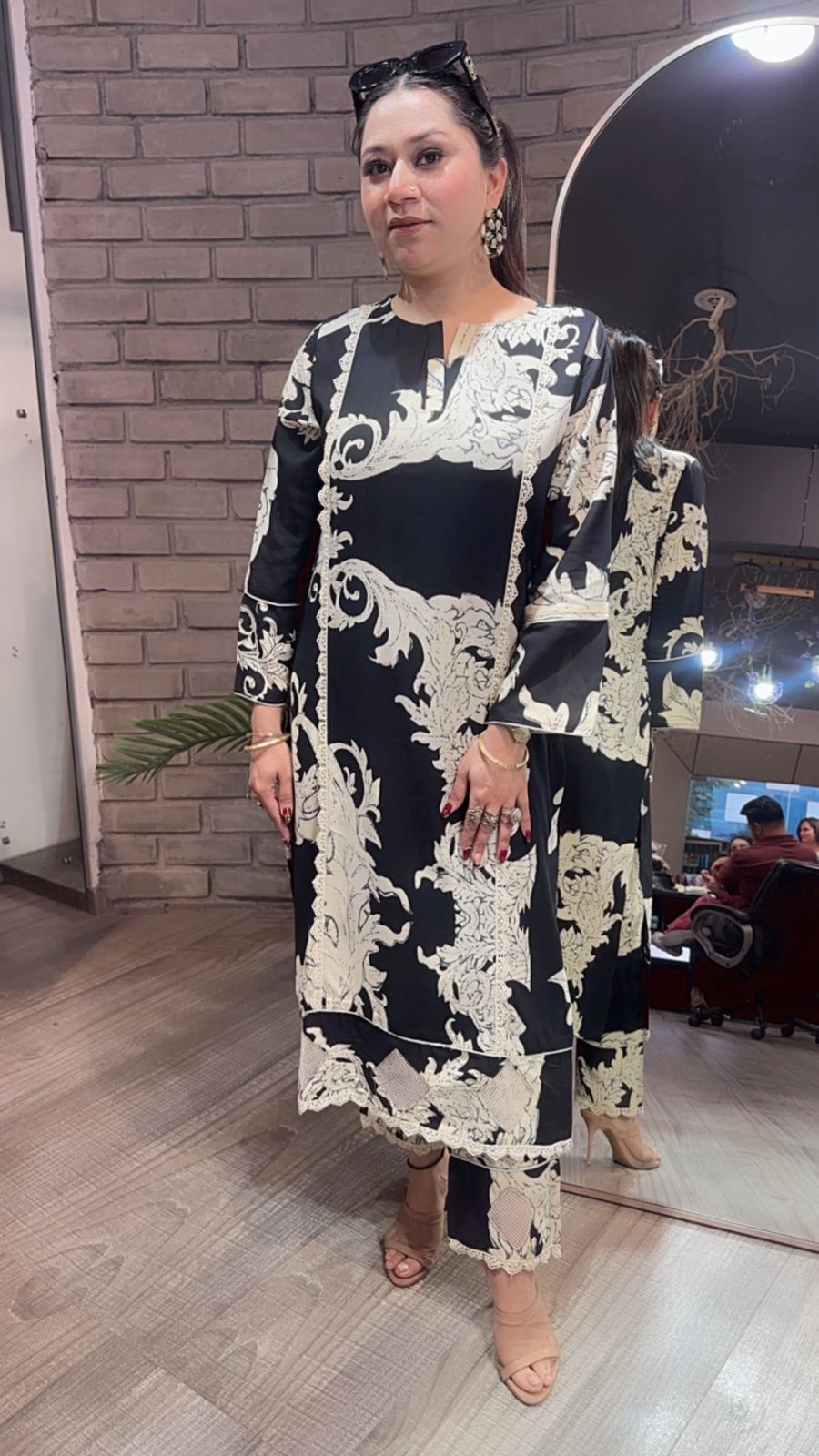 Salt & pepper Cotton Digital Tunic Set