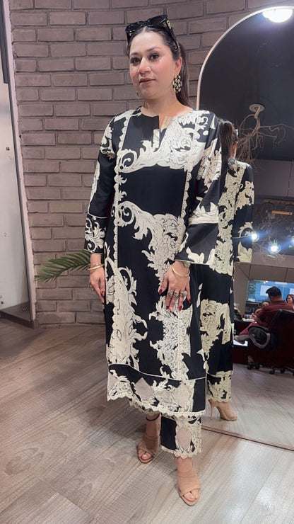 Salt & pepper Cotton Digital Tunic Set