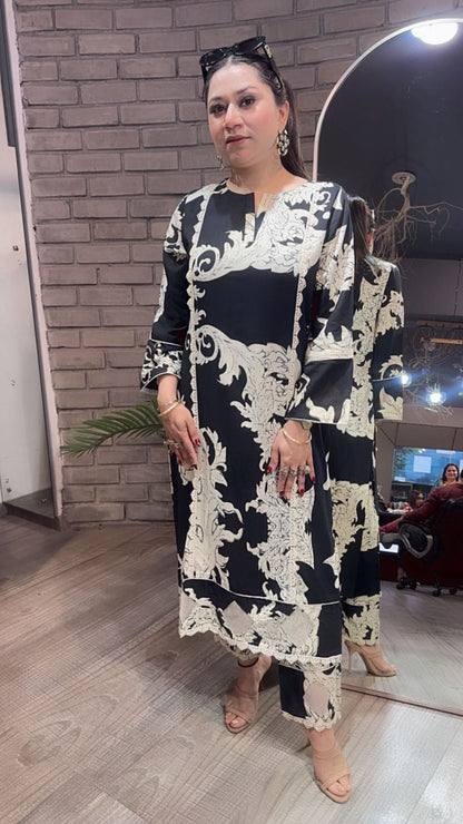 Salt & pepper Cotton Digital Tunic Set