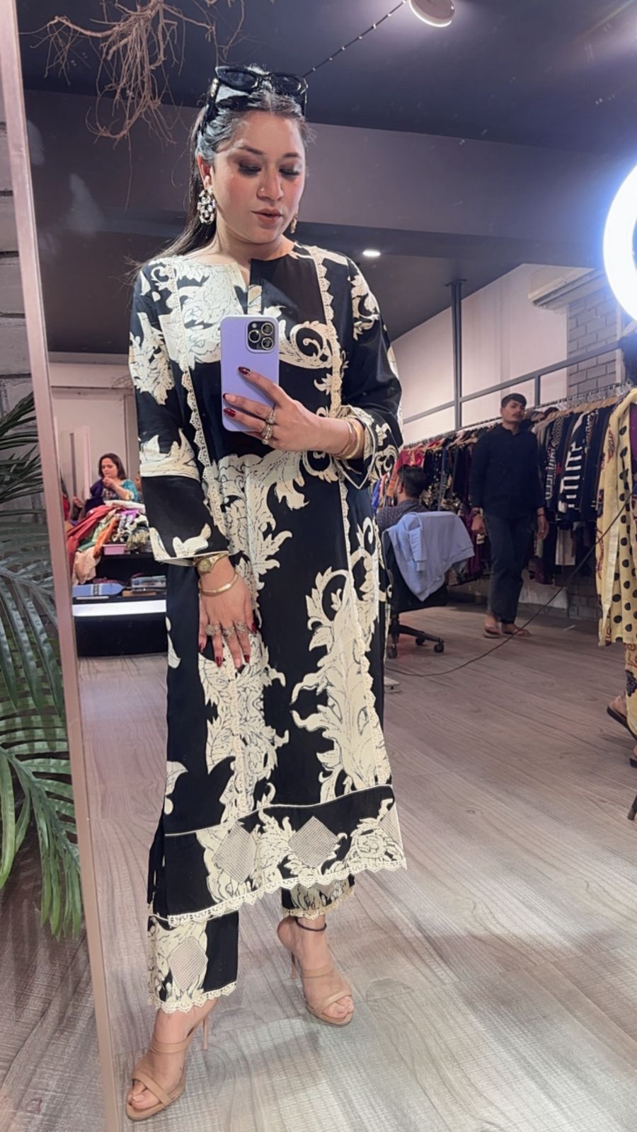 Salt & pepper Cotton Digital Tunic Set