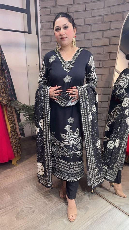 Azeera Black white Digital Designer Suit