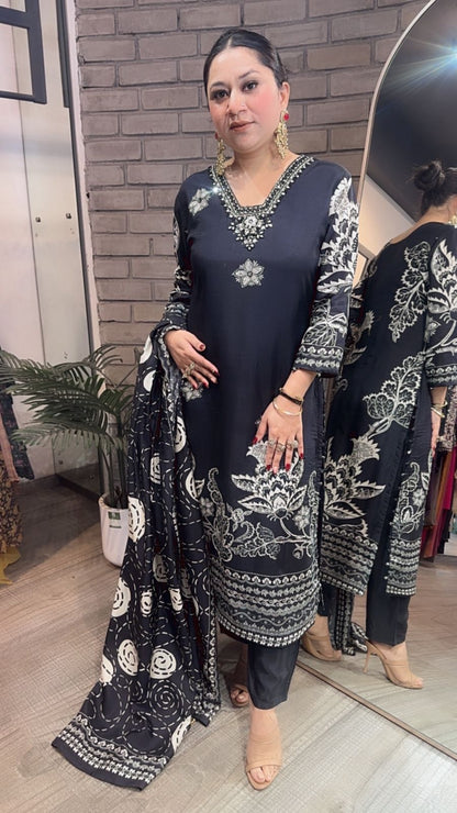 Azeera Black white Digital Designer Suit