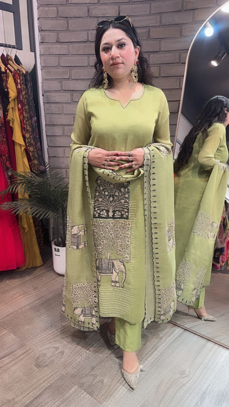 Naaz Pista Cotton Designer Suit