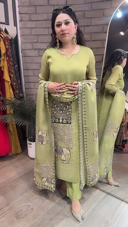 Naaz Pista Cotton Designer Suit