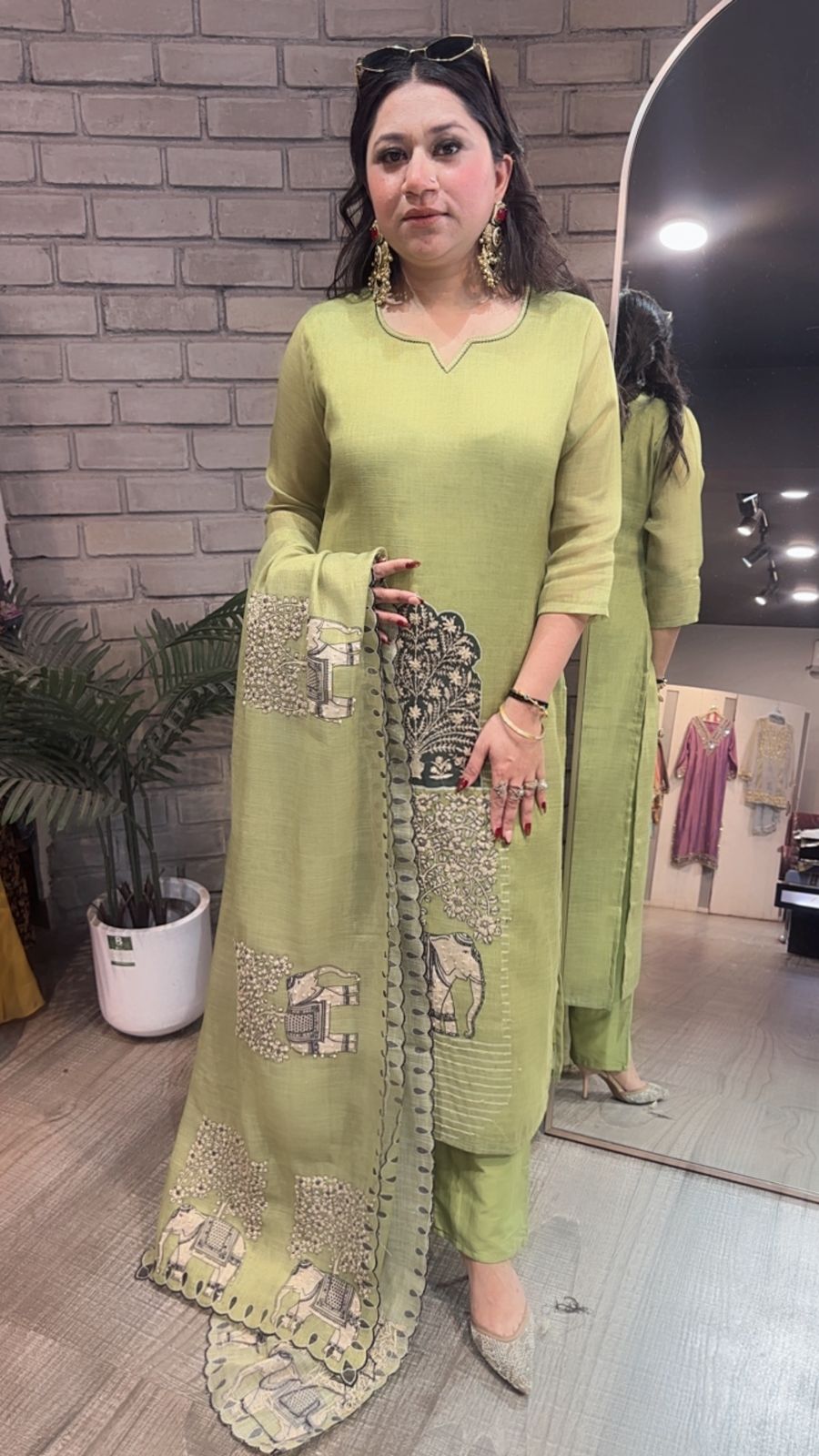 Naaz Pista Cotton Designer Suit