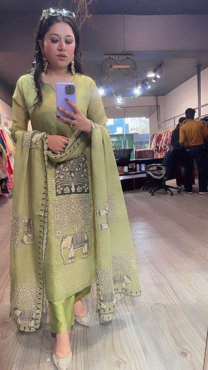 Naaz Pista Cotton Designer Suit