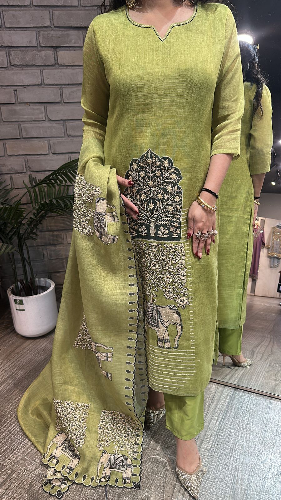 Naaz Pista Cotton Designer Suit