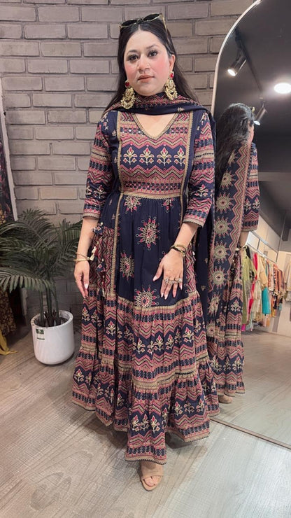 Naaz Navy Blue Designer Anarkali Suit