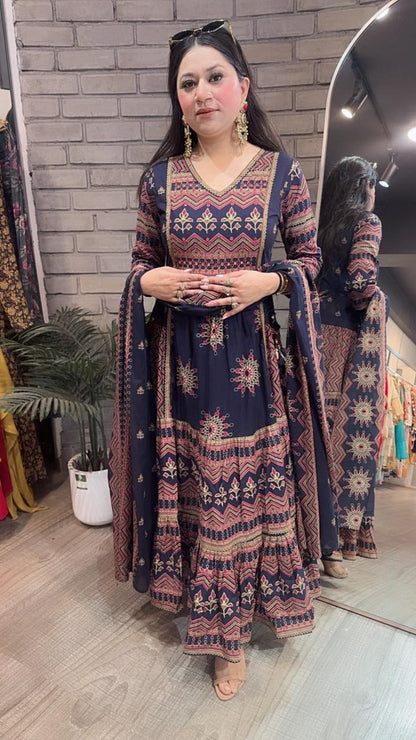 Naaz Navy Blue Designer Anarkali Suit