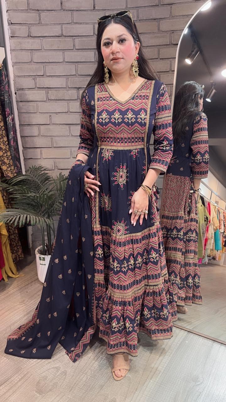 Naaz Navy Blue Designer Anarkali Suit