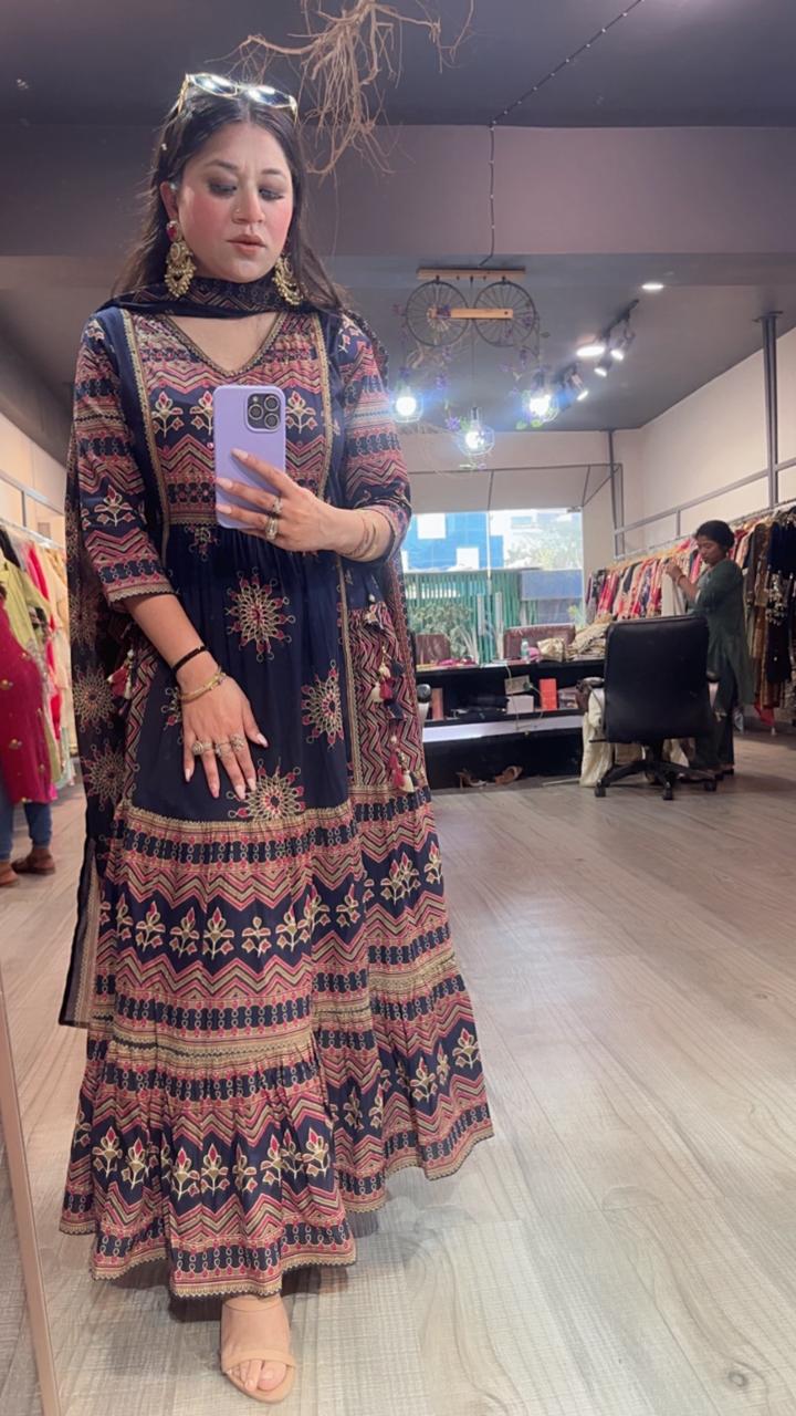 Naaz Navy Blue Designer Anarkali Suit