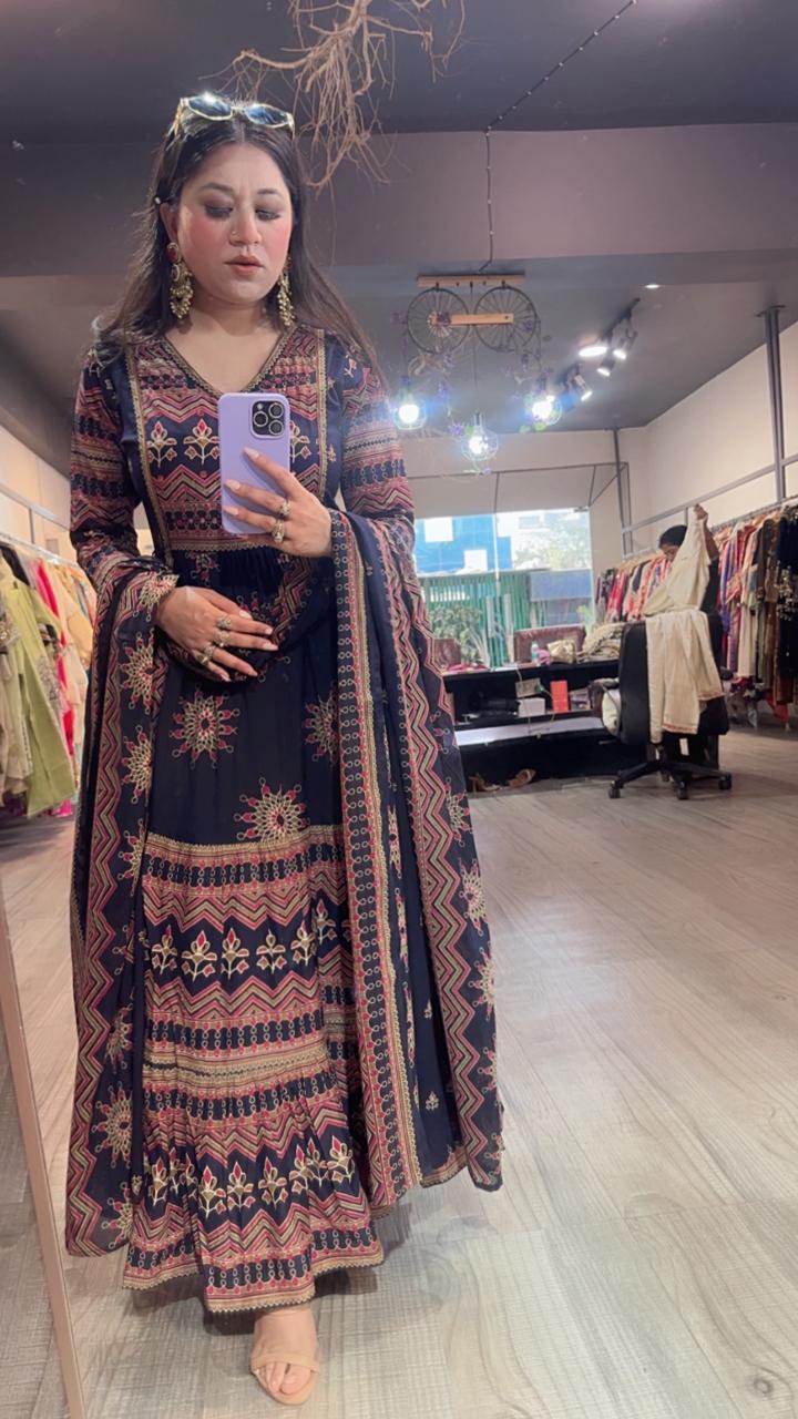 Naaz Navy Blue Designer Anarkali Suit