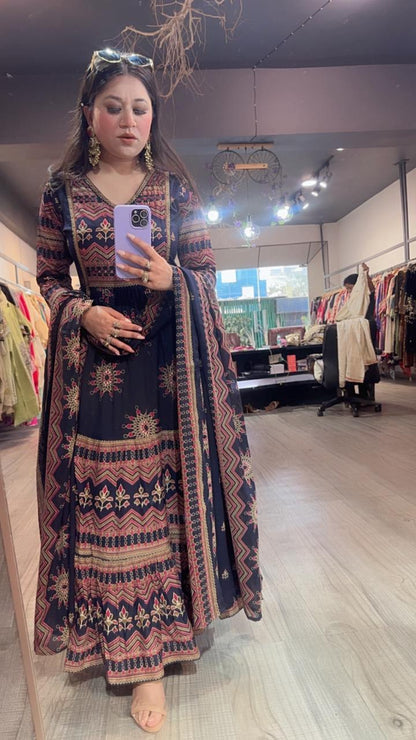 Naaz Navy Blue Designer Anarkali Suit