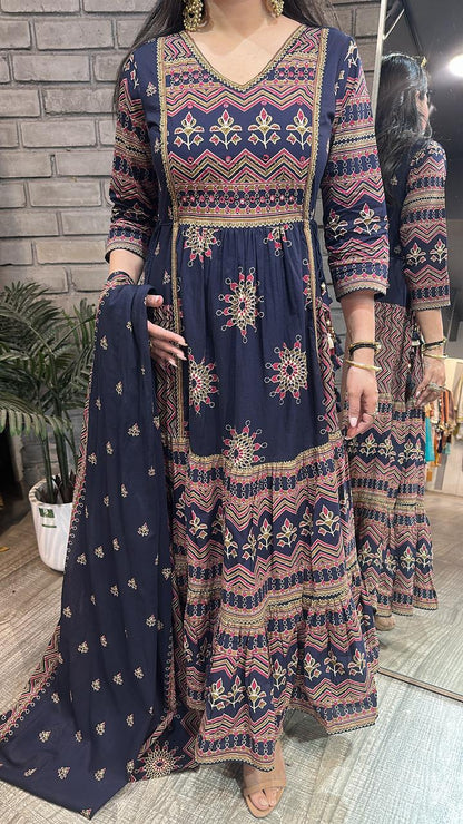 Naaz Navy Blue Designer Anarkali Suit