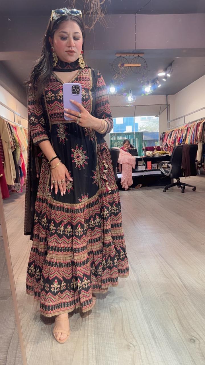 Naaz Black Designer Anarkali Suit