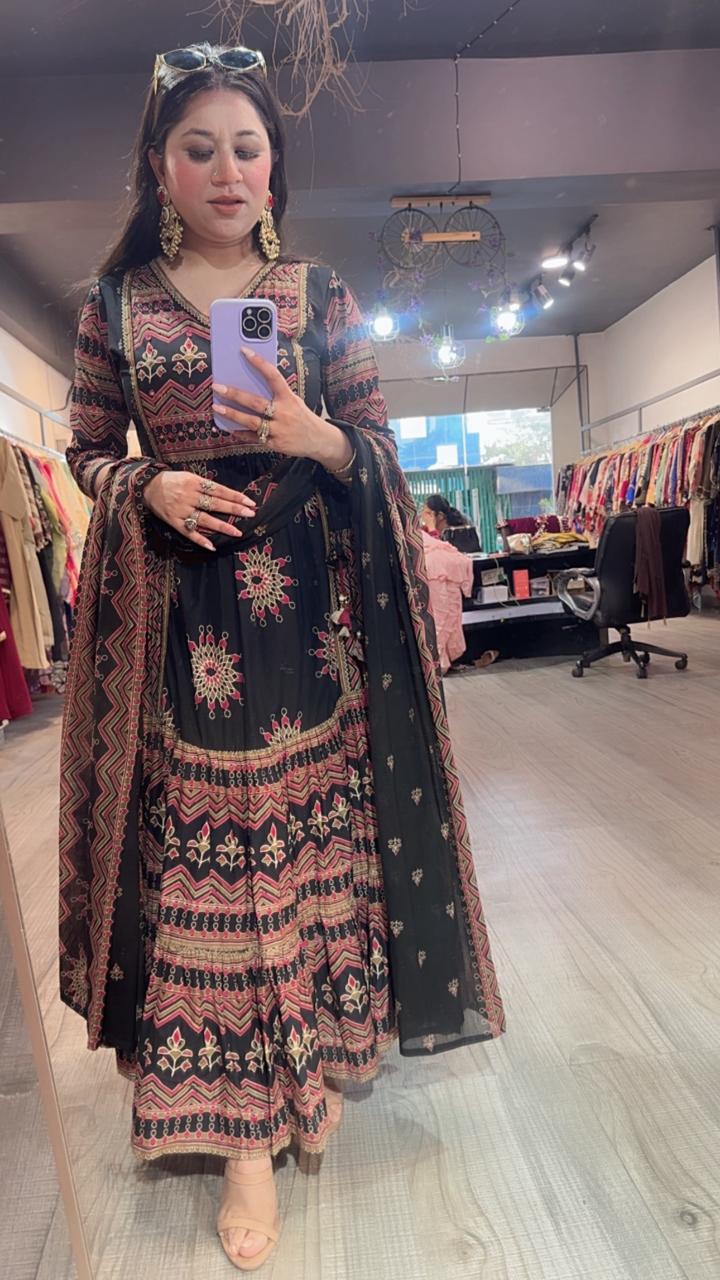 Naaz Black Designer Anarkali Suit