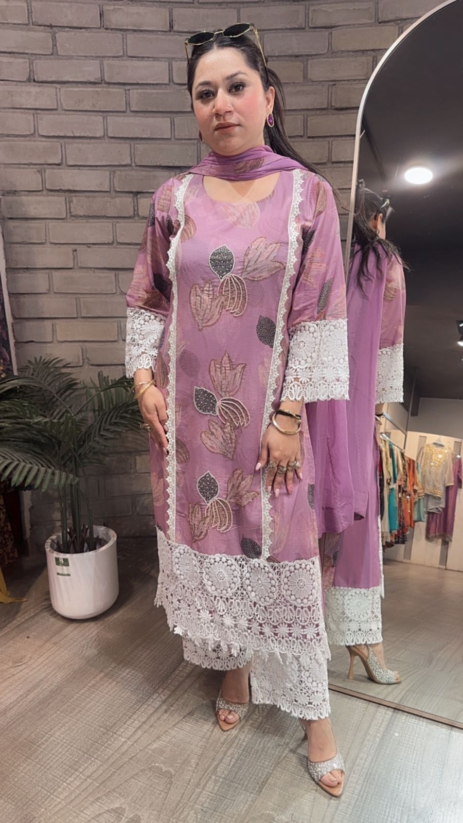 Orchid Cotton Digital Designer Suit