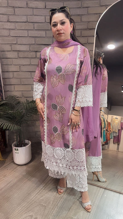 Orchid Cotton Digital Designer Suit