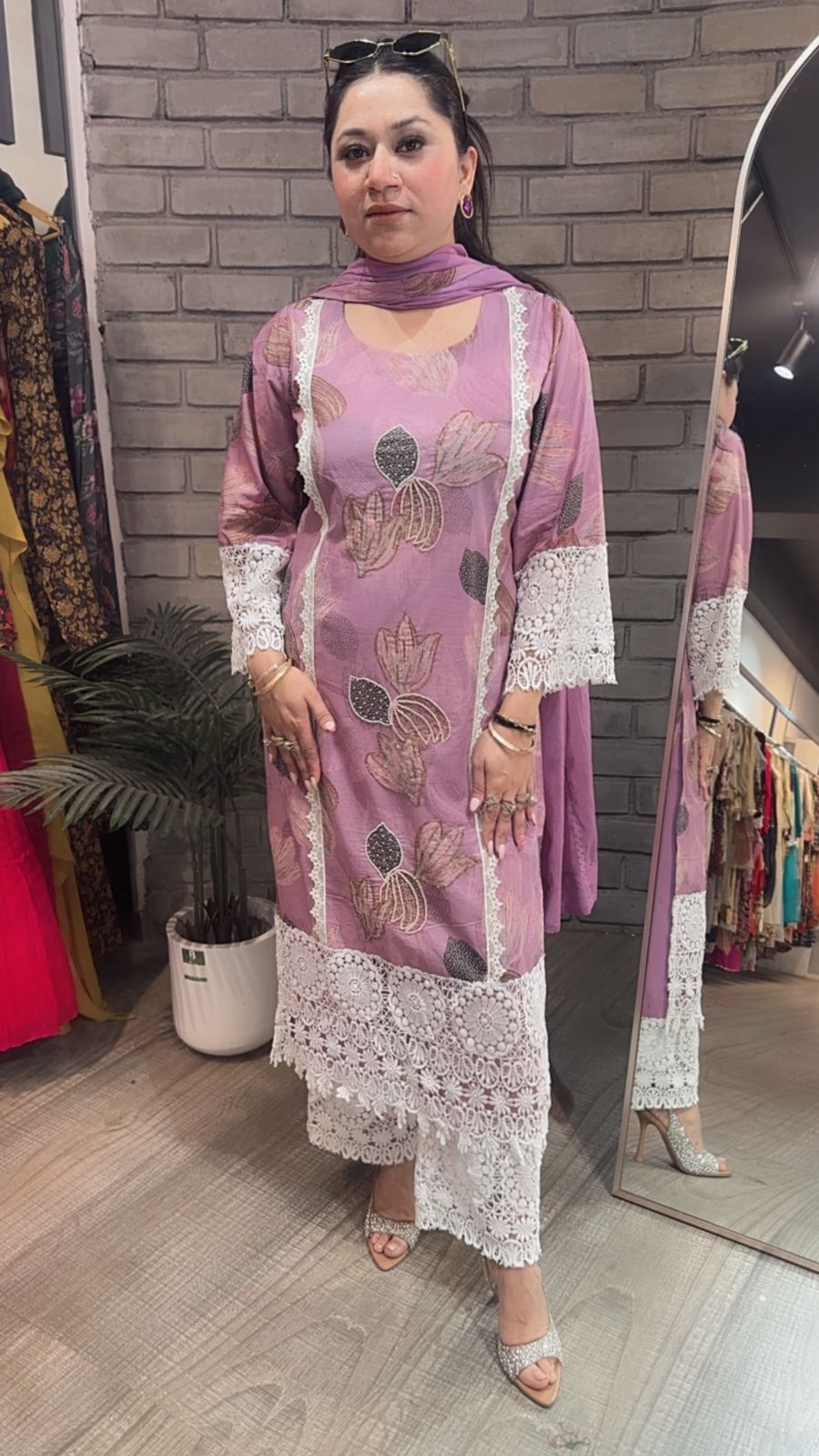 Orchid Cotton Digital Designer Suit