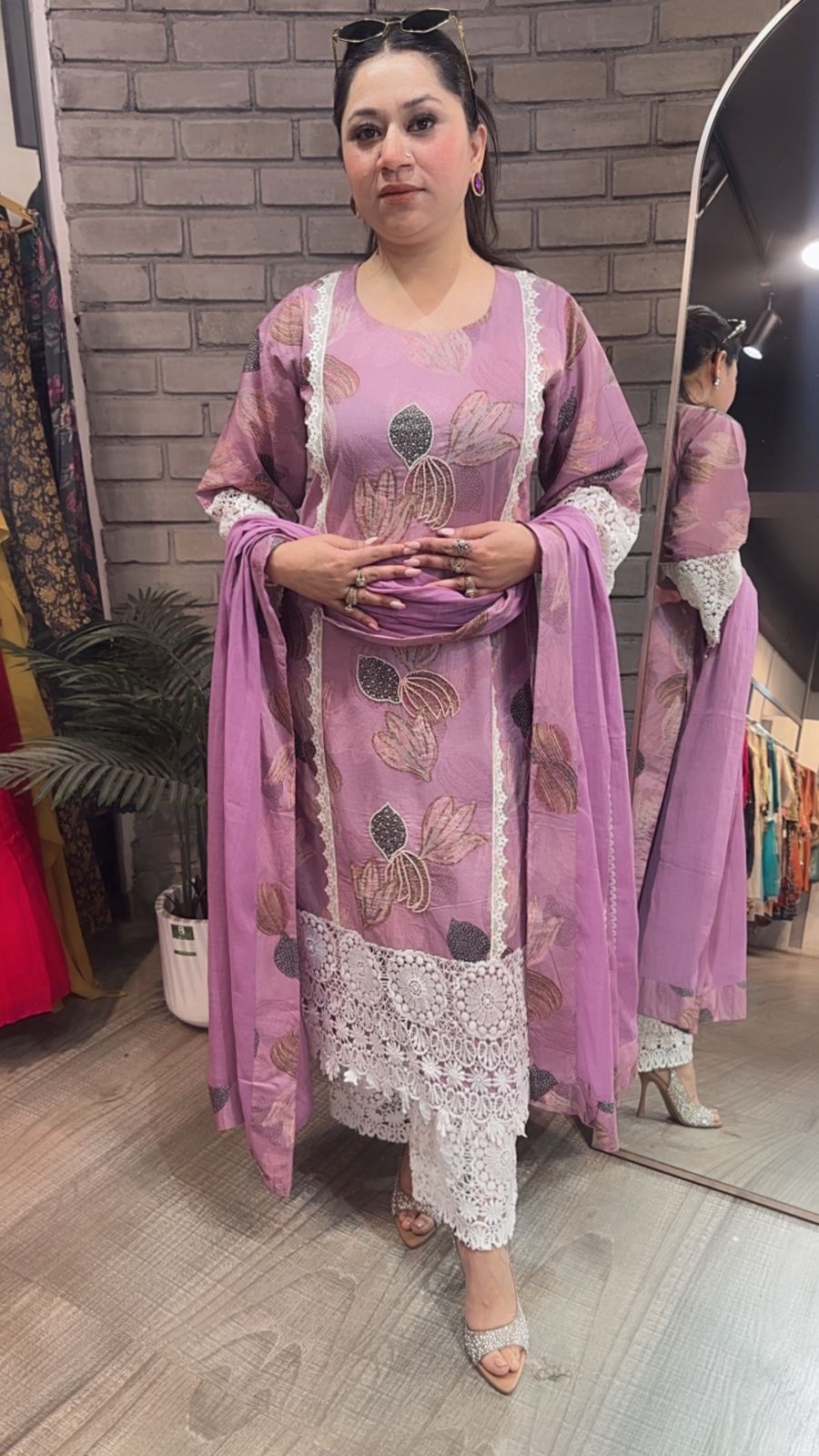 Orchid Cotton Digital Designer Suit