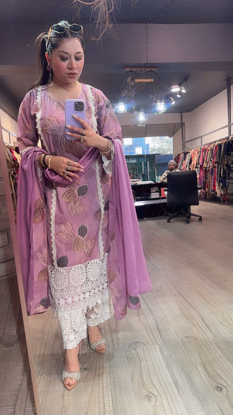 Orchid Cotton Digital Designer Suit