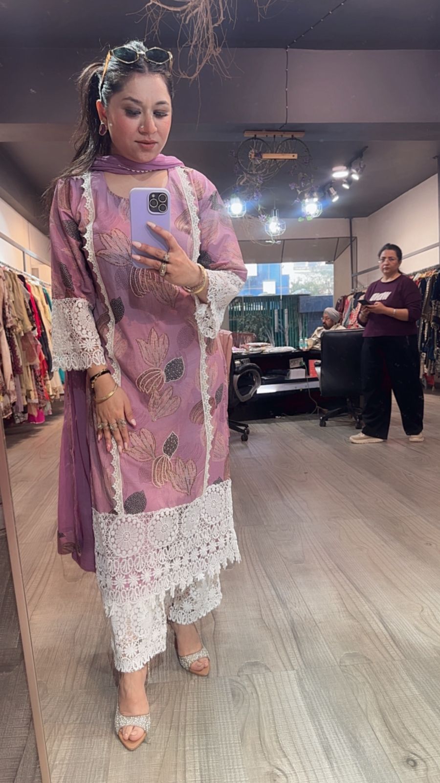 Orchid Cotton Digital Designer Suit