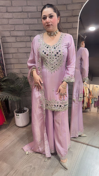 Basanti Lavander Mirror Designer suit
