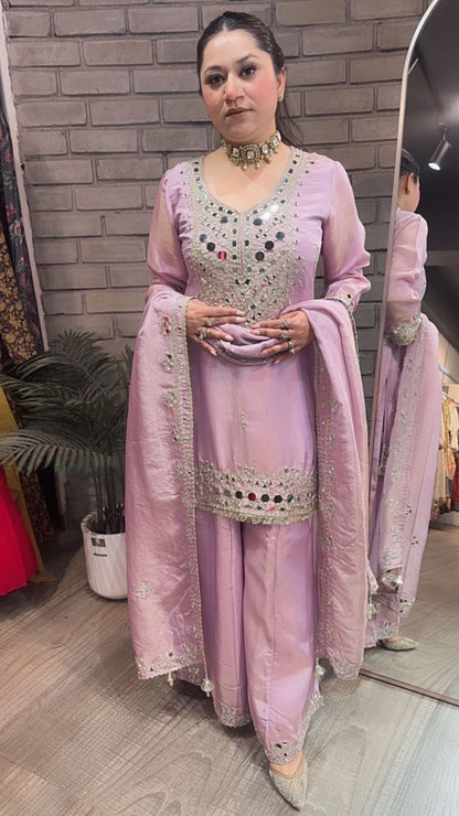 Basanti Lavander Mirror Designer suit