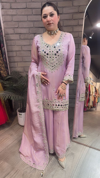 Basanti Lavander Mirror Designer suit