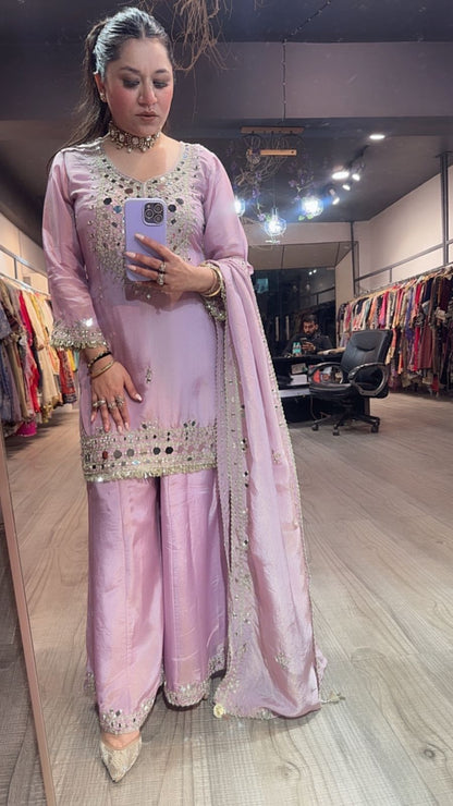 Basanti Lavander Mirror Designer suit