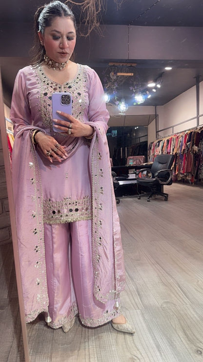 Basanti Lavander Mirror Designer suit