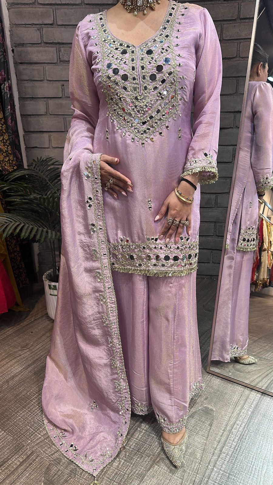 Basanti Lavander Mirror Designer suit