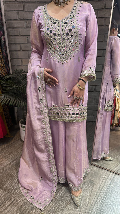 Basanti Lavander Mirror Designer suit