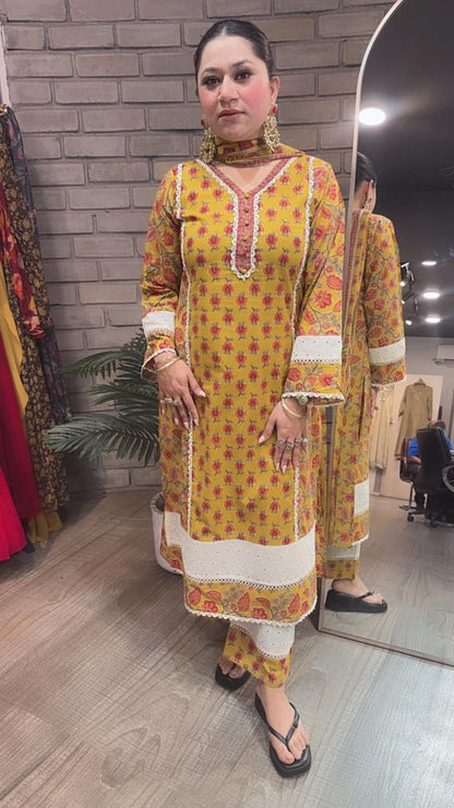 Awigna Musturd Designer Cotton suit
