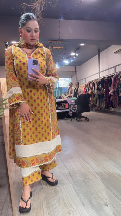 Awigna Musturd Designer Cotton suit